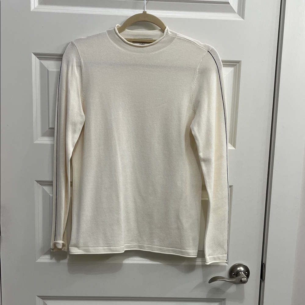 Liverpool Cream Long-Sleeve Mock Neck Top